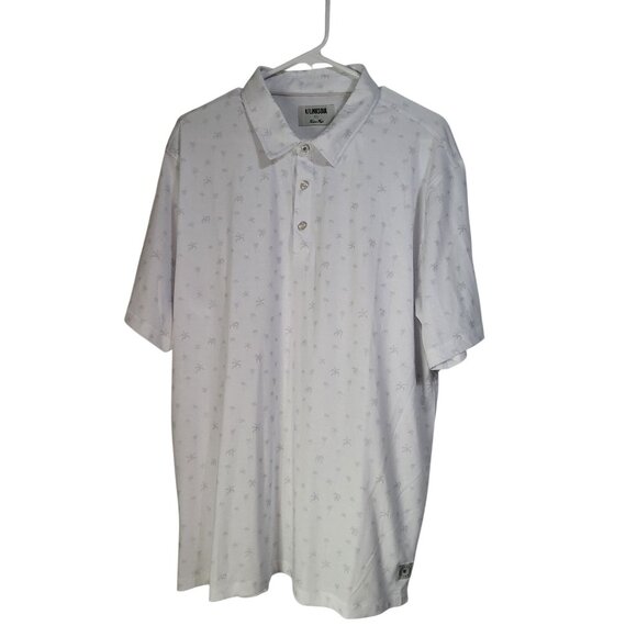 Linksoul Other - LINKSOUL Men's XL Polo Shirt White Gray Palm Tree Print Golf Athleisure